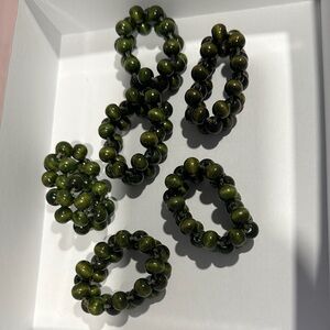 Elegant Green Beaded napkin  Set of 6